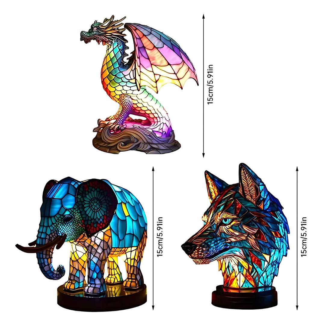 LumiereAnimale | Lampe de table en verre peint