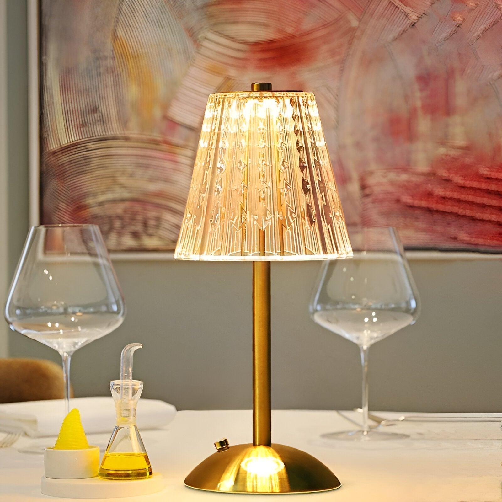 CrystalGlow | Lampe de Table Vintage Sans Fil Design Chic