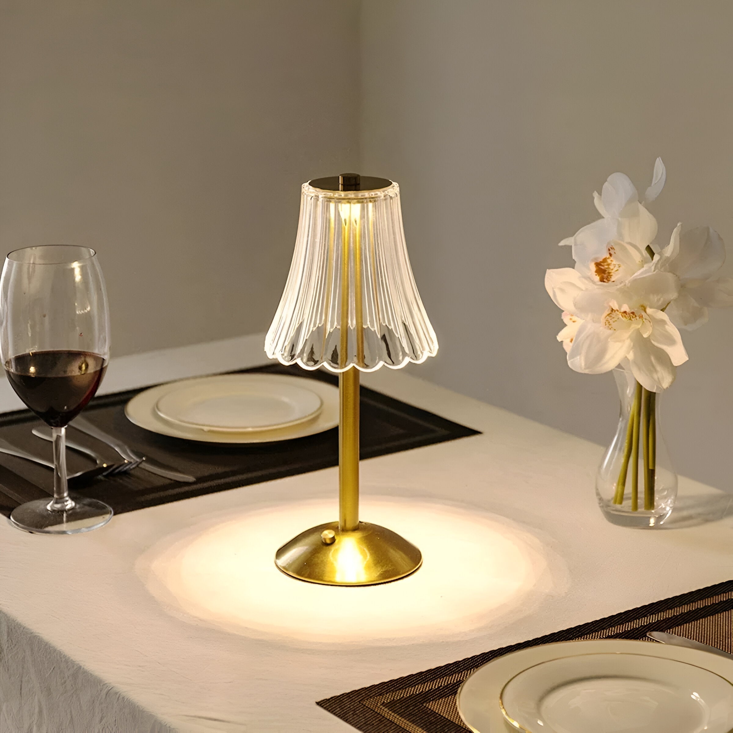 CrystalGlow | Lampe de Table Vintage Sans Fil Design Chic