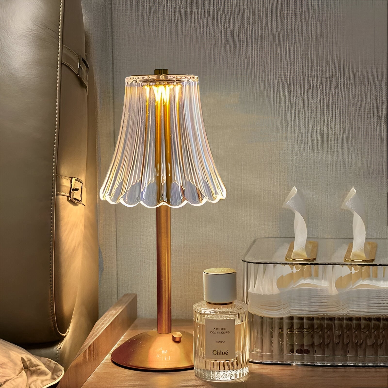 CrystalGlow | Lampe de Table Vintage Sans Fil Design Chic