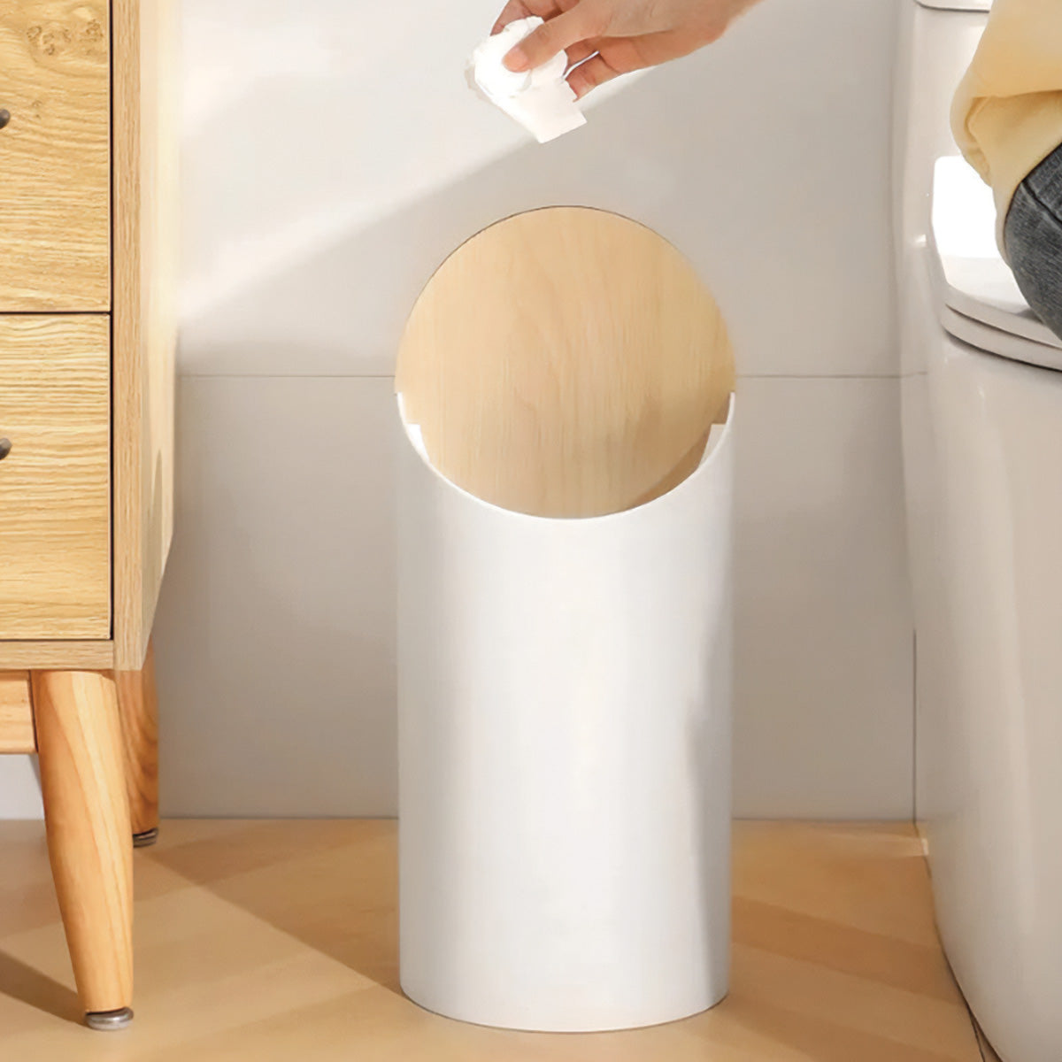 ÉléganceBois | Poubelle Moderne en Bois avec Technologie Anti-Odeur