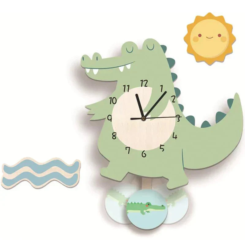AnimauxCharmes | Horloge Murale Enfant avec Motif Animaux