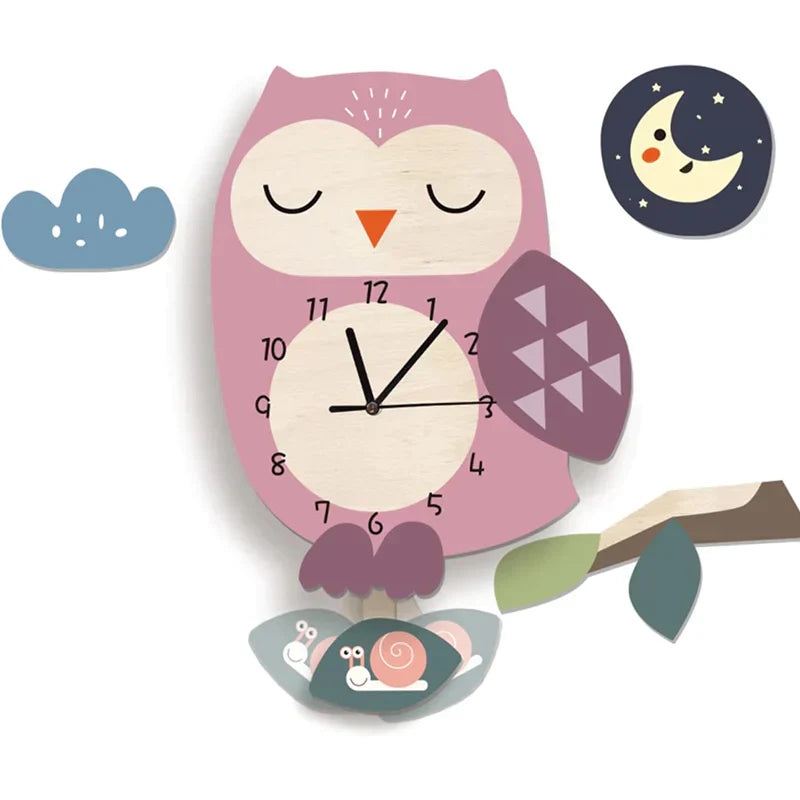 AnimauxCharmes | Horloge Murale Enfant avec Motif Animaux