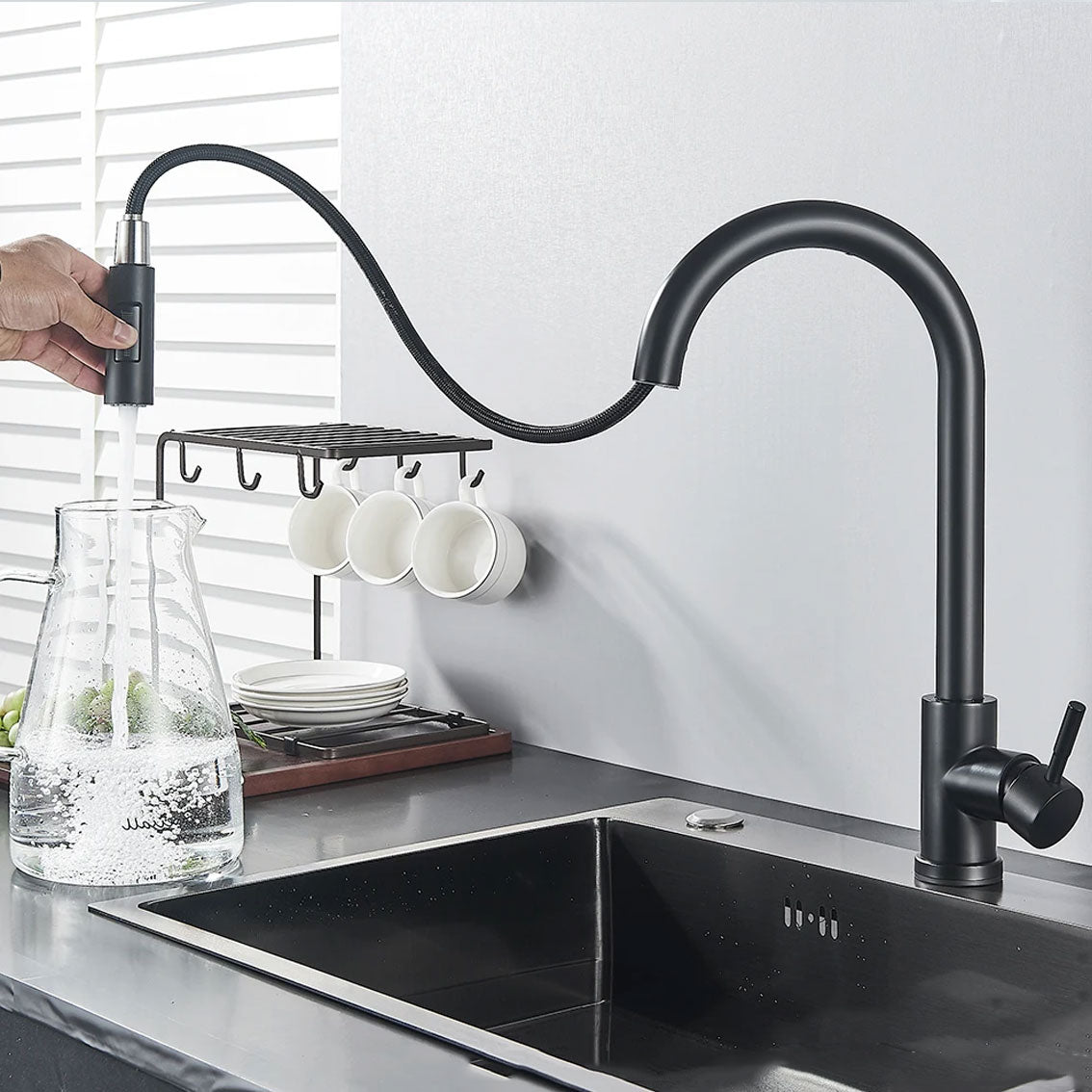 Vapor | Évier de cuisine moderne à capteur tactile avec tuyau rétractable
