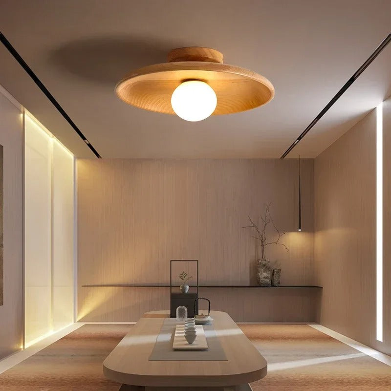 NovaGlow | Applique Plafonnier Élégante en Bois Naturel
