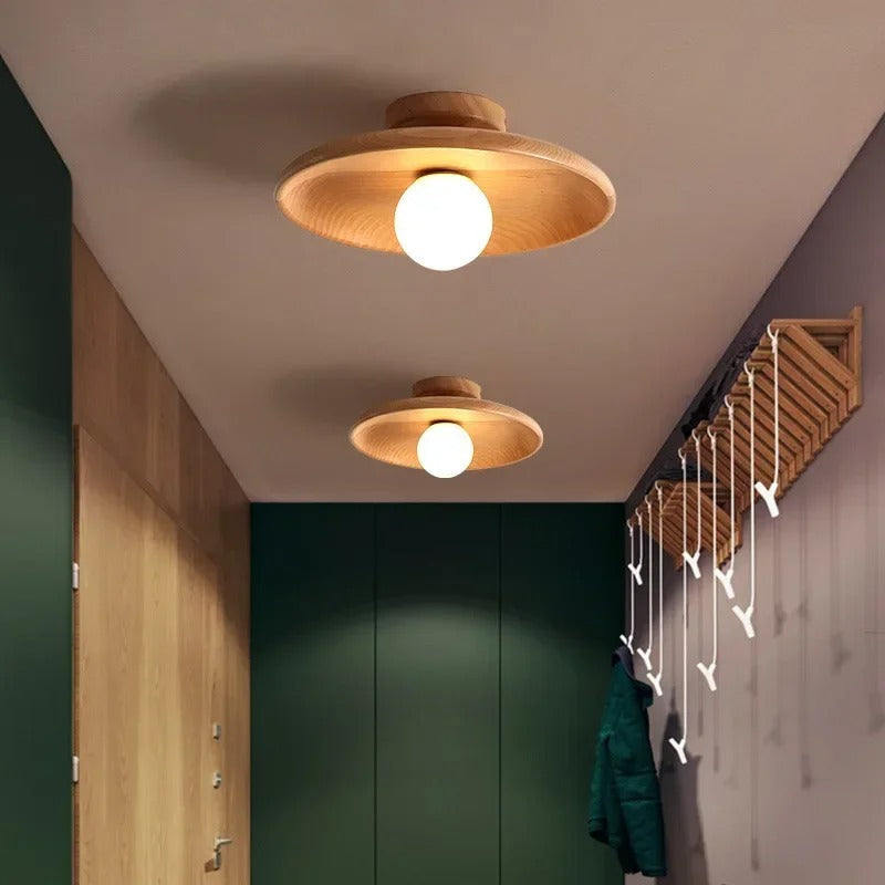 NovaGlow | Applique Plafonnier Élégante en Bois Naturel