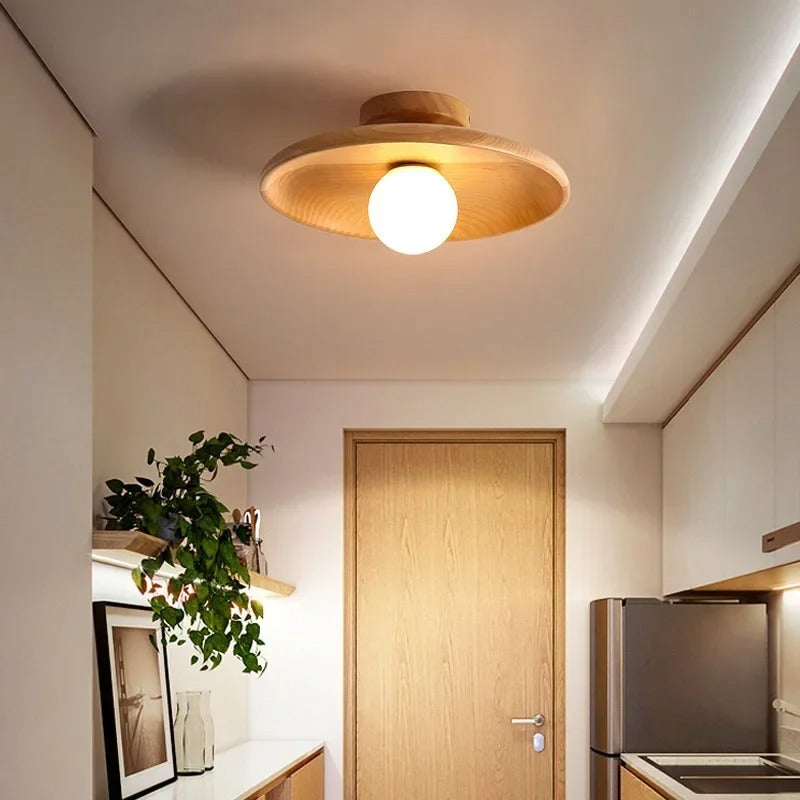 NovaGlow | Applique Plafonnier Élégante en Bois Naturel